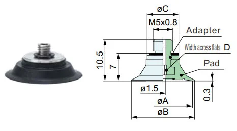 Thin Flat Vacuum Suction Cups Zp2